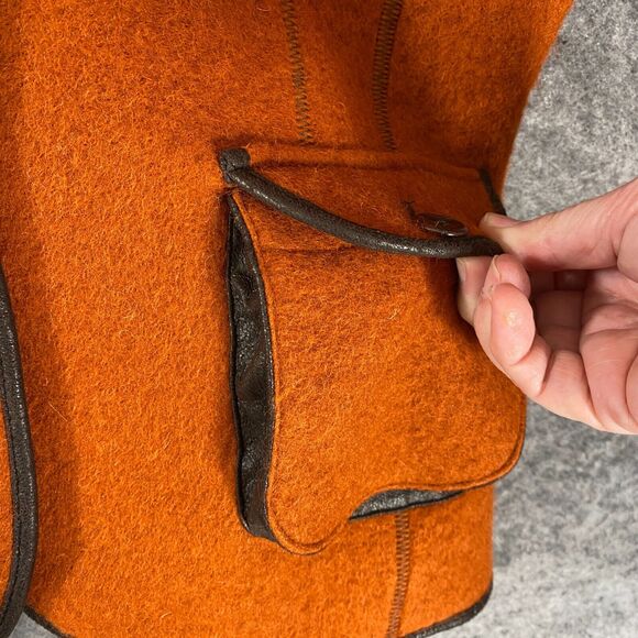 Vintage Casual Corner Boiled Wool Jacket Womens 10 Orange Preppy Academia - Picture 7 of 11